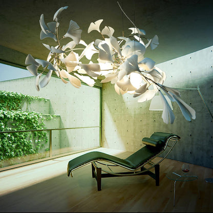 Elegant Porcelain Ginkgo Chandelier - Handcrafted, Energy Efficient Li