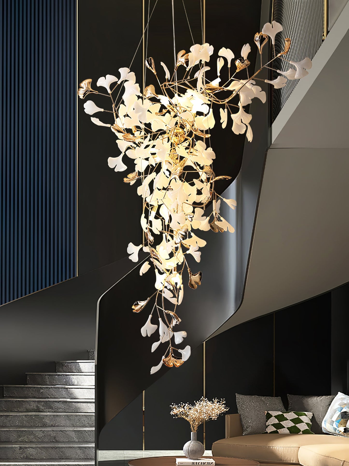 Ginkgo Vine Chandelier - Elegant Design with Adjustable Height & LED L