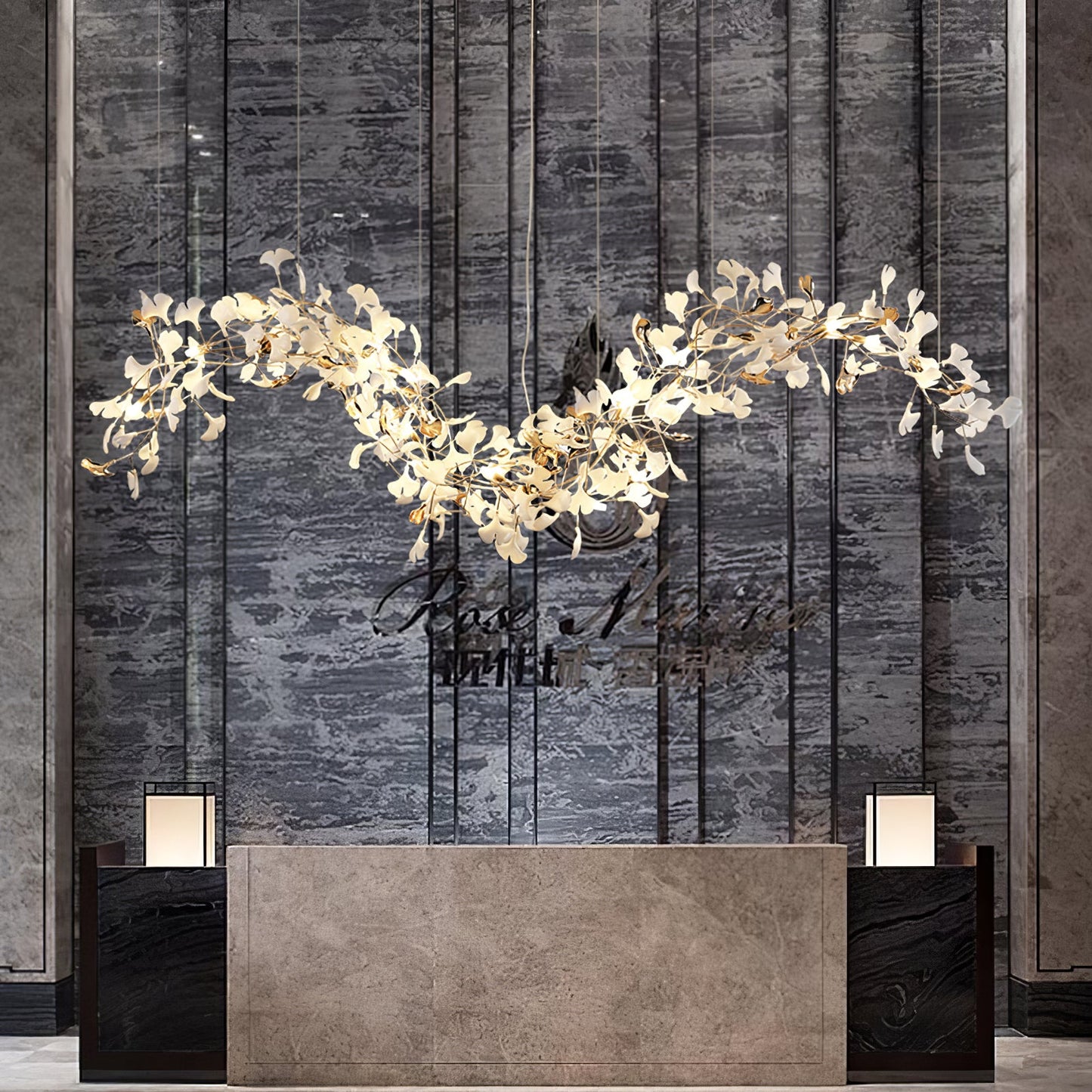 Ginkgo Vine Chandelier - Elegant Design with Adjustable Height & LED L
