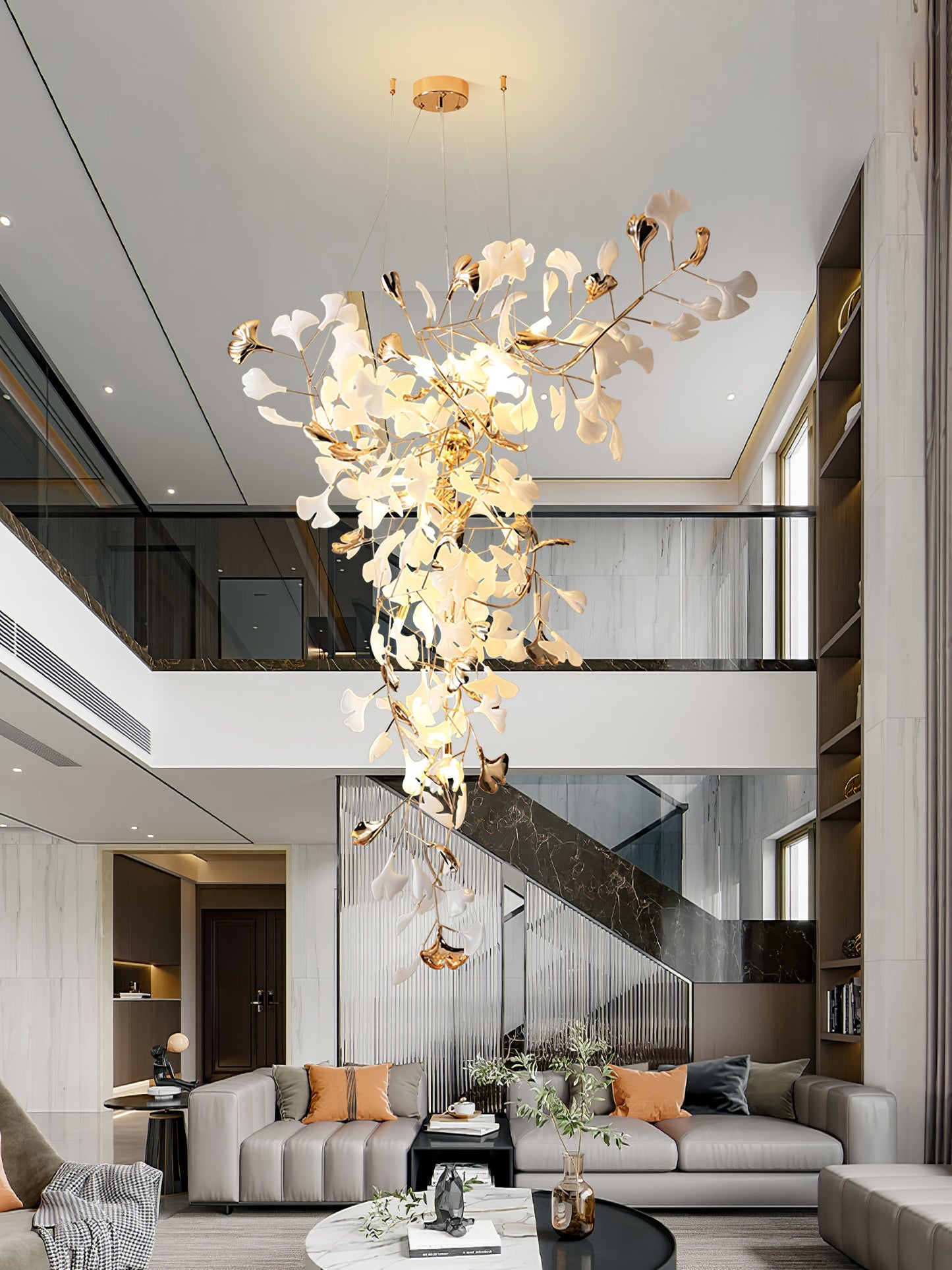 Ginkgo Vine Chandelier - Elegant Design with Adjustable Height & LED L