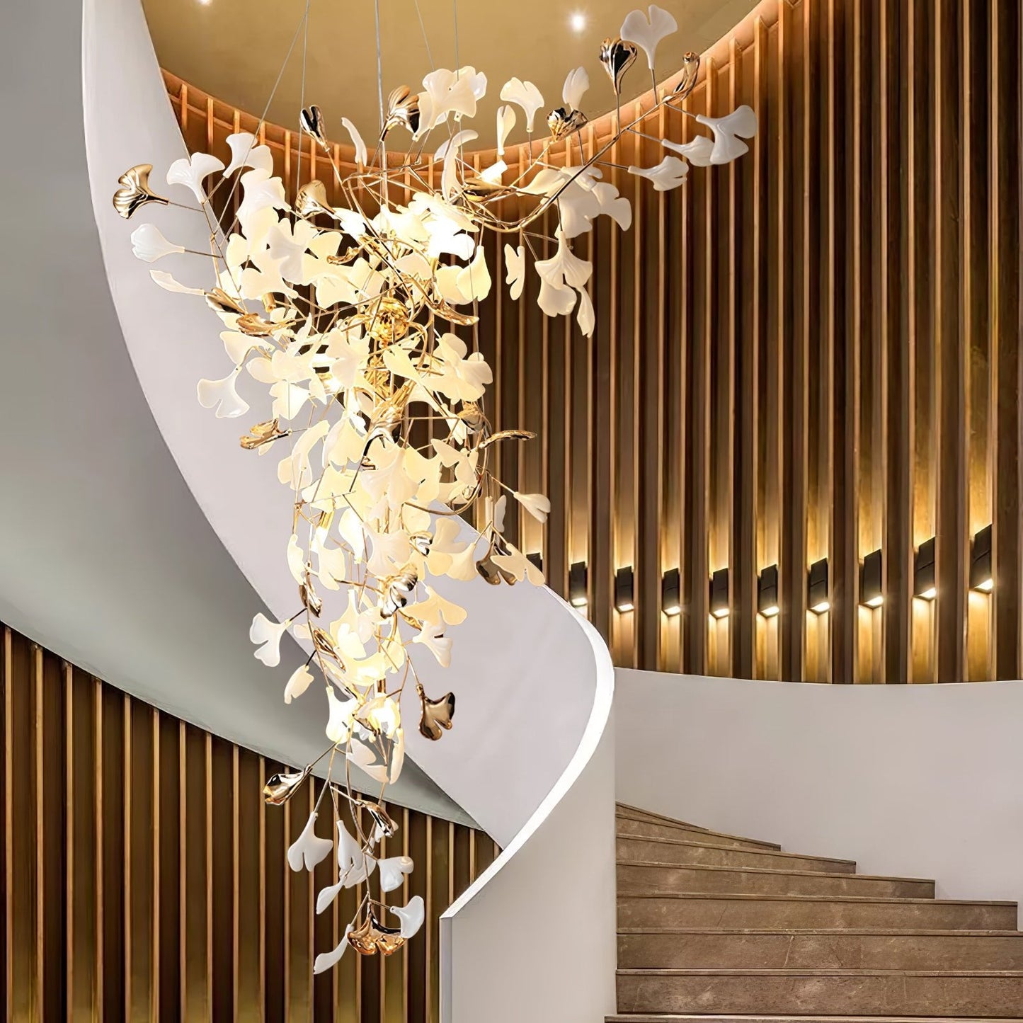 Ginkgo Vine Chandelier - Elegant Design with Adjustable Height & LED L