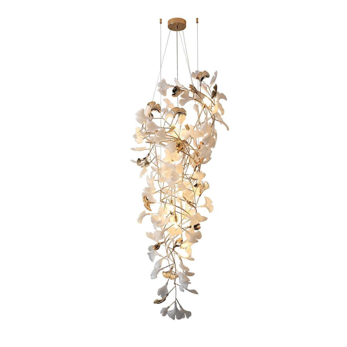 Gingko Cascade Leaf Chandelier - Elegant Modern Design with Adjustable