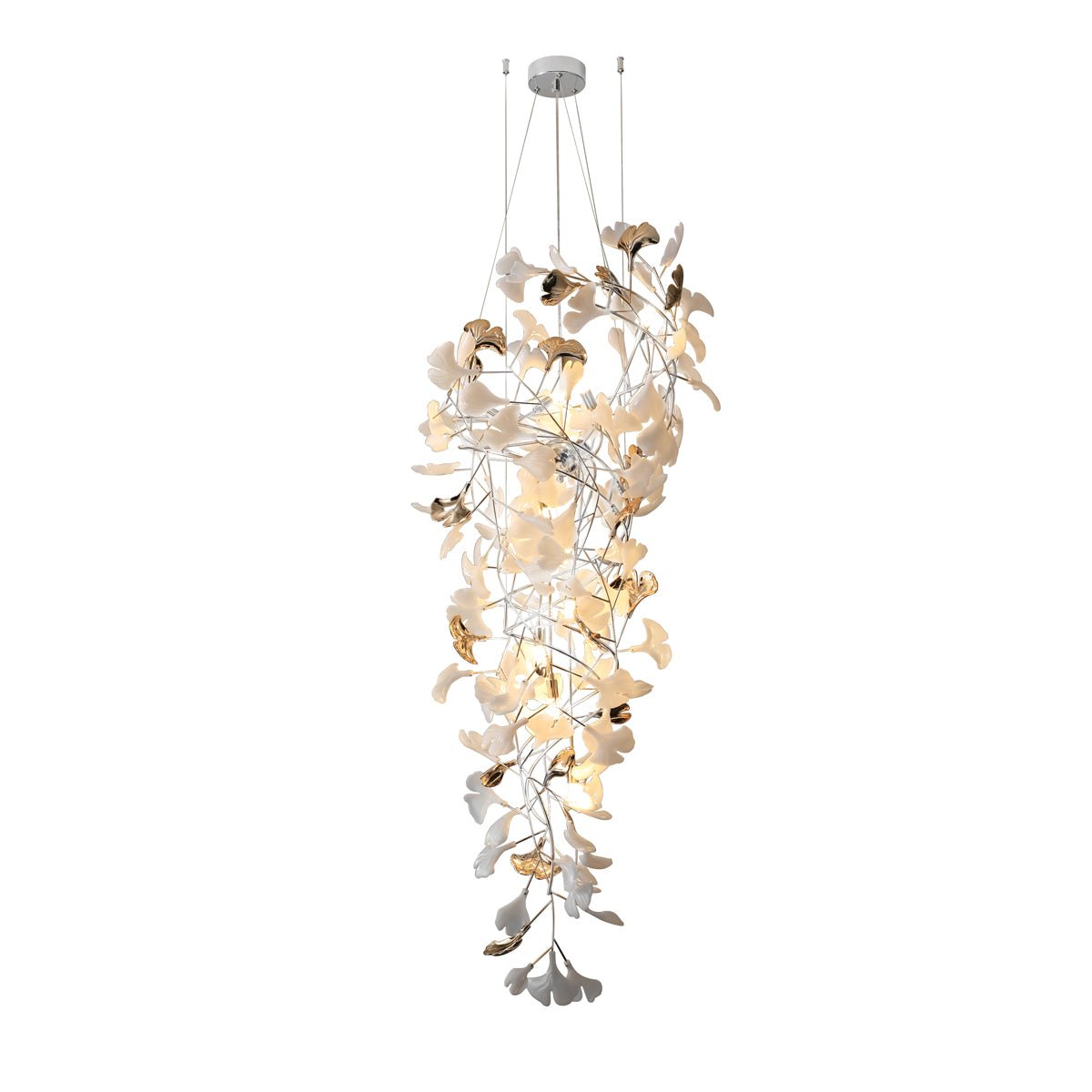 Gingko Cascade Leaf Chandelier - Elegant Modern Design with Adjustable