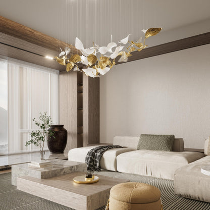 Linden Leaves Elegant Chandelier with Adjustable Height & LED Lighting