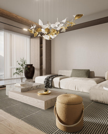 Linden Leaves Elegant Chandelier with Adjustable Height & LED Lighting
