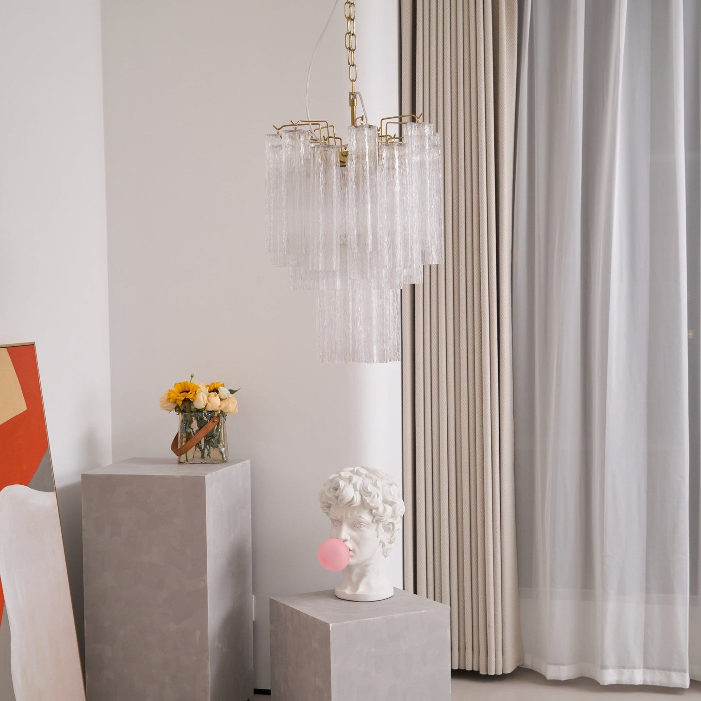 Giselle Crystal Glass Chandelier - Elegant Design & Adjustable Height