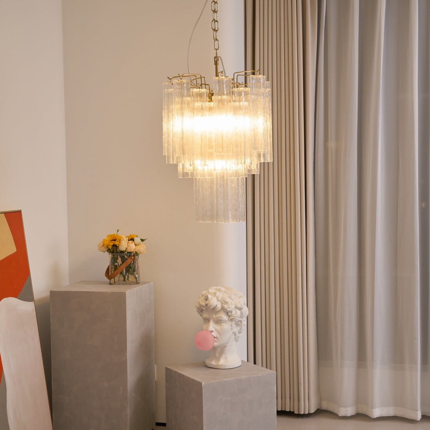 Giselle Crystal Glass Chandelier - Elegant Design & Adjustable Height