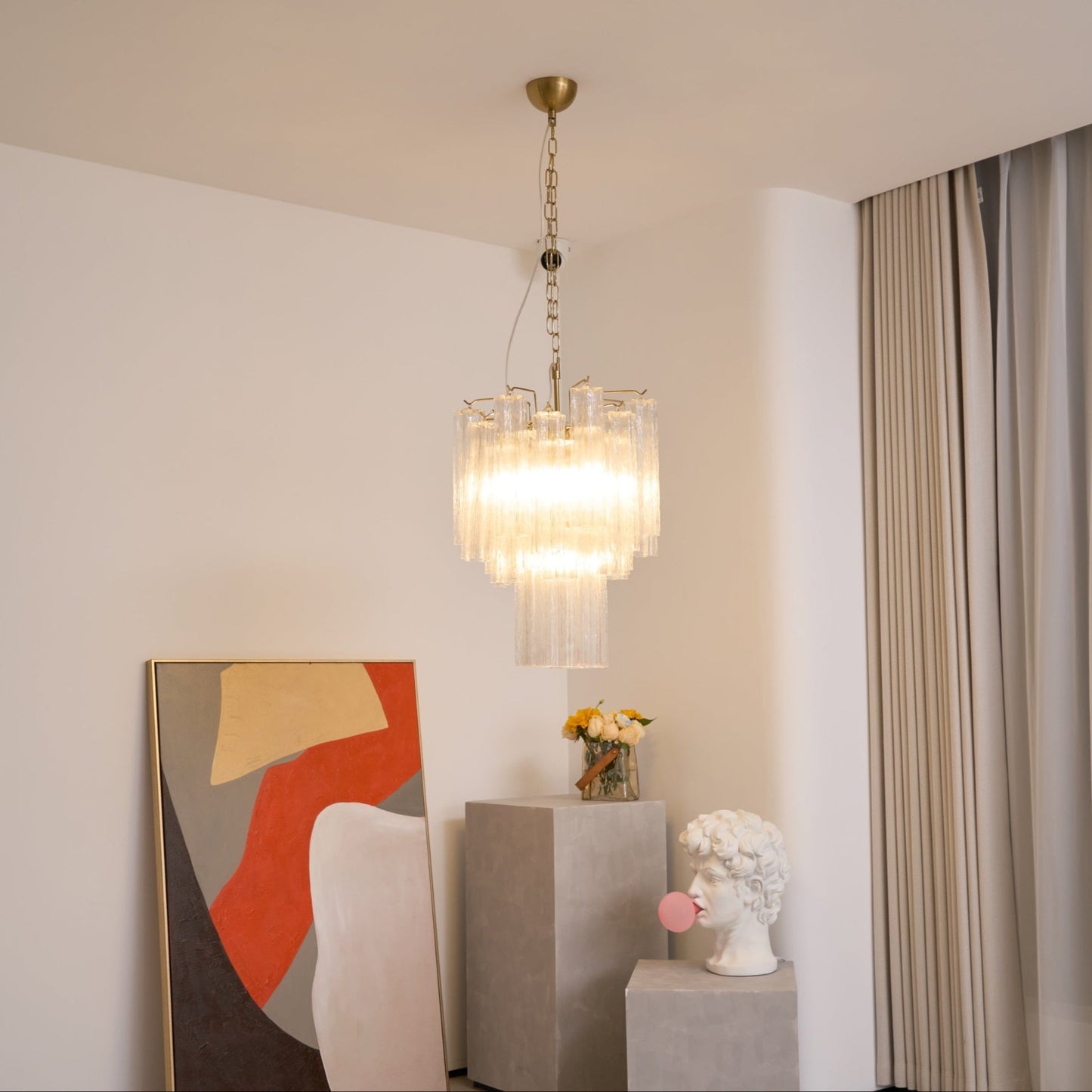 Giselle Crystal Glass Chandelier - Elegant Design & Adjustable Height