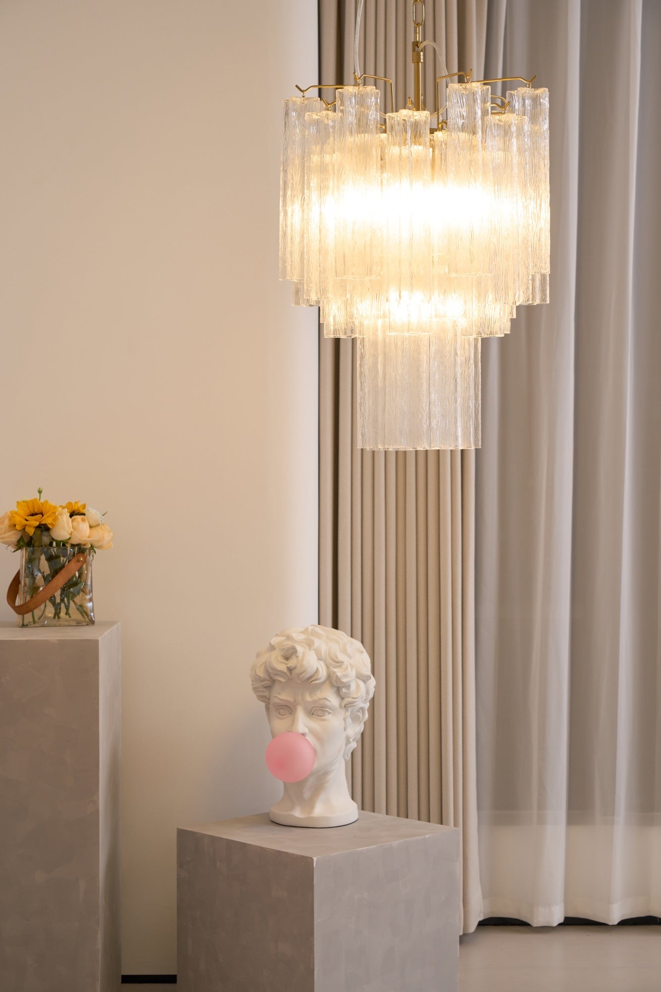 Giselle Crystal Glass Chandelier - Elegant Design & Adjustable Height
