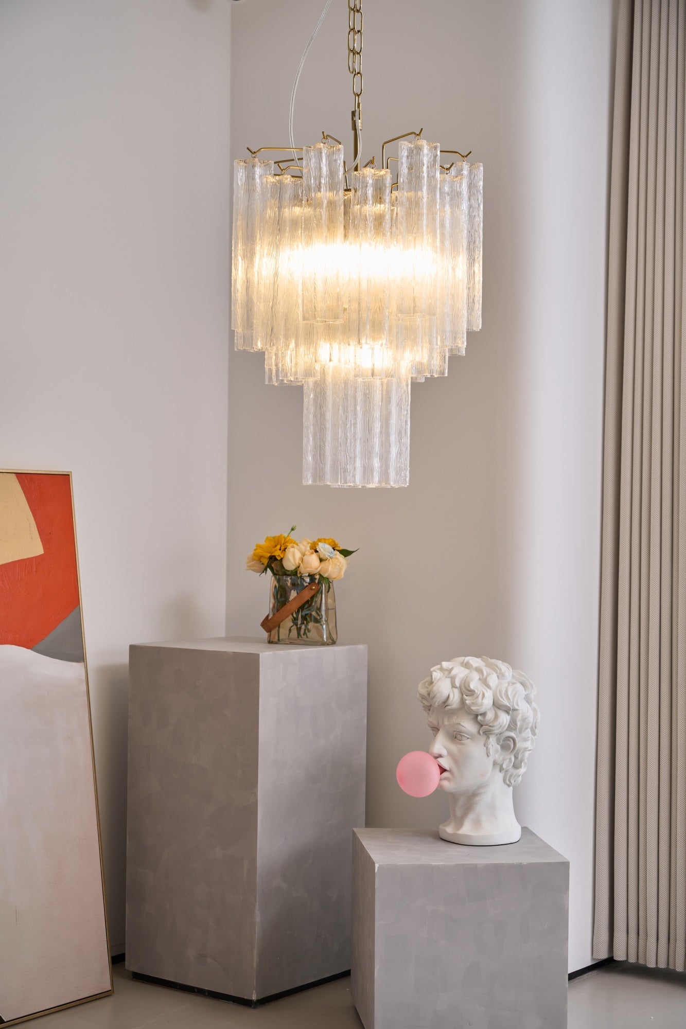 Giselle Crystal Glass Chandelier - Elegant Design & Adjustable Height
