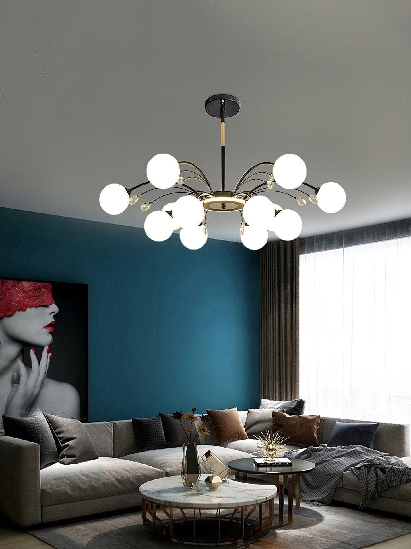 Elegant Glass Raindrop Chandelier - Dimmable, Energy-Efficient Design