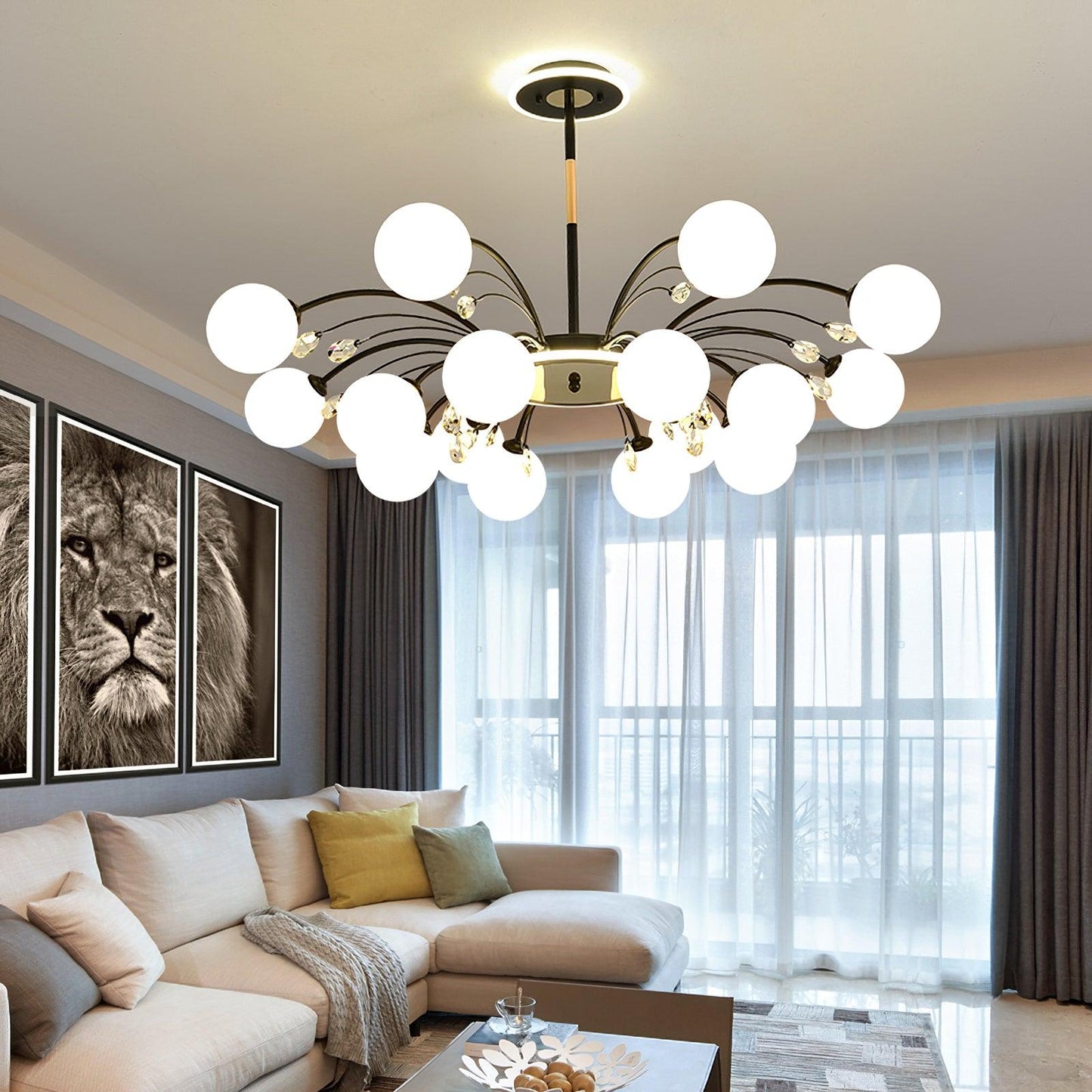 Elegant Glass Raindrop Chandelier - Dimmable, Energy-Efficient Design