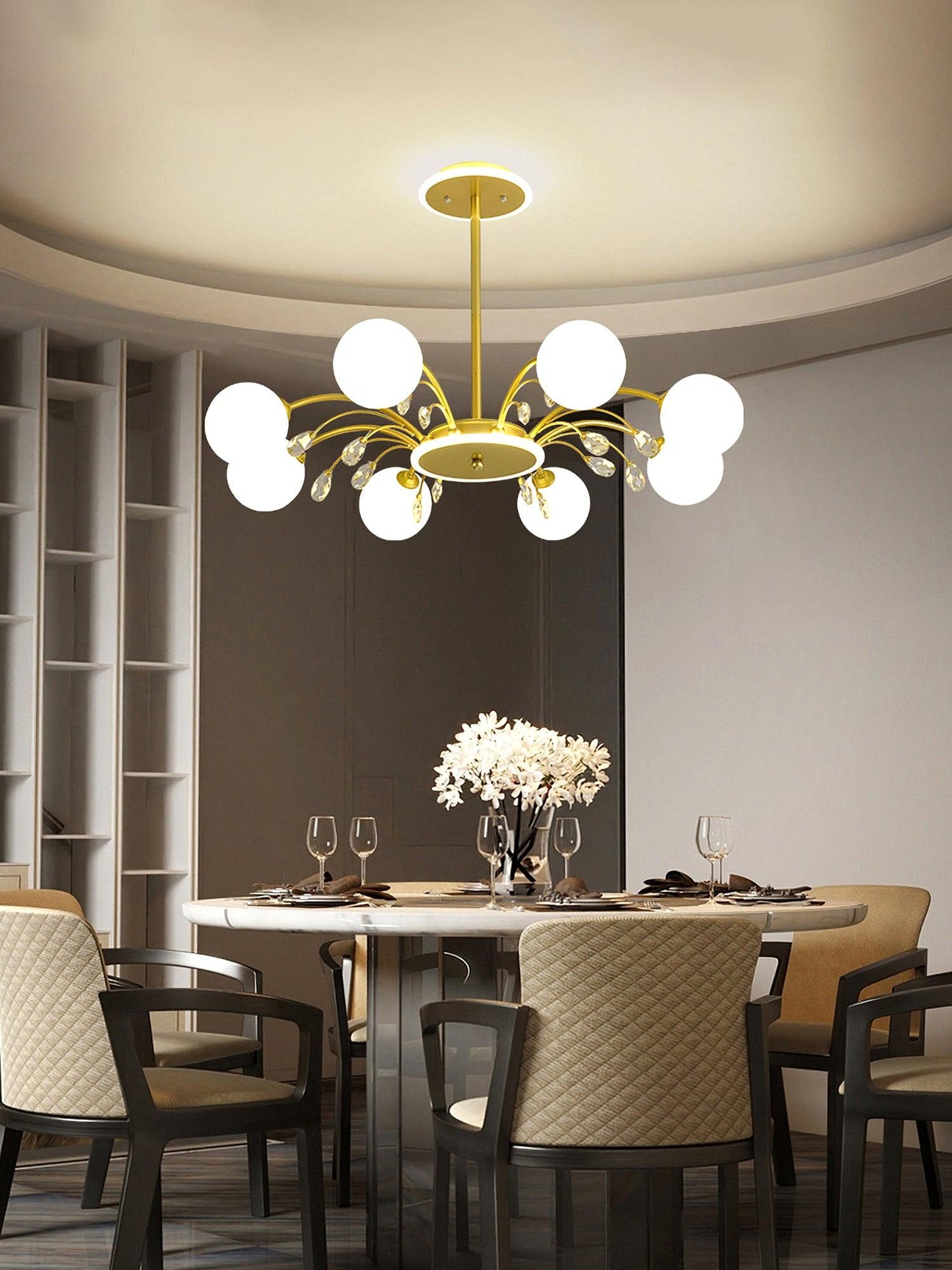 Elegant Glass Raindrop Chandelier - Dimmable, Energy-Efficient Design