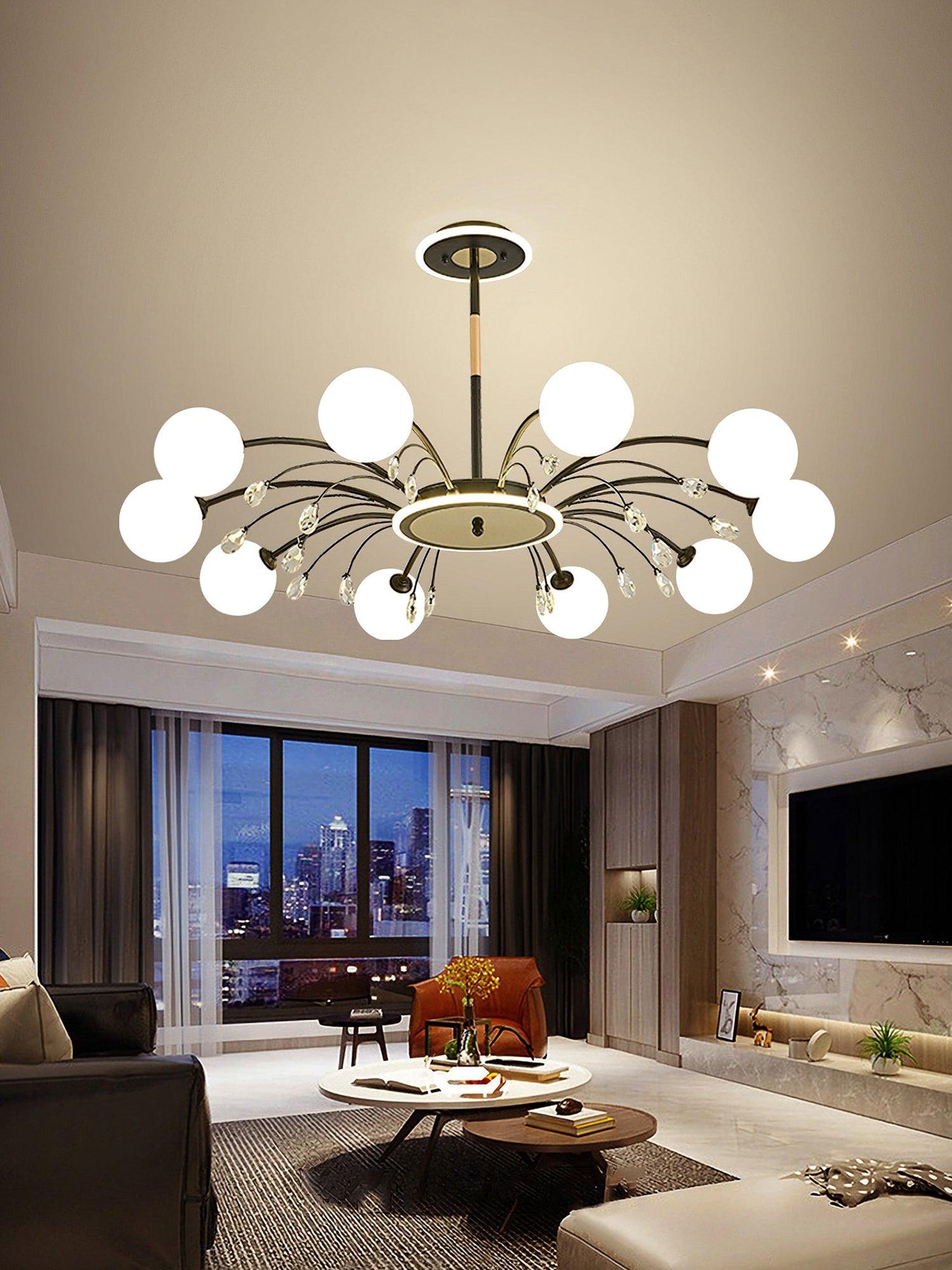 Elegant Glass Raindrop Chandelier - Dimmable, Energy-Efficient Design