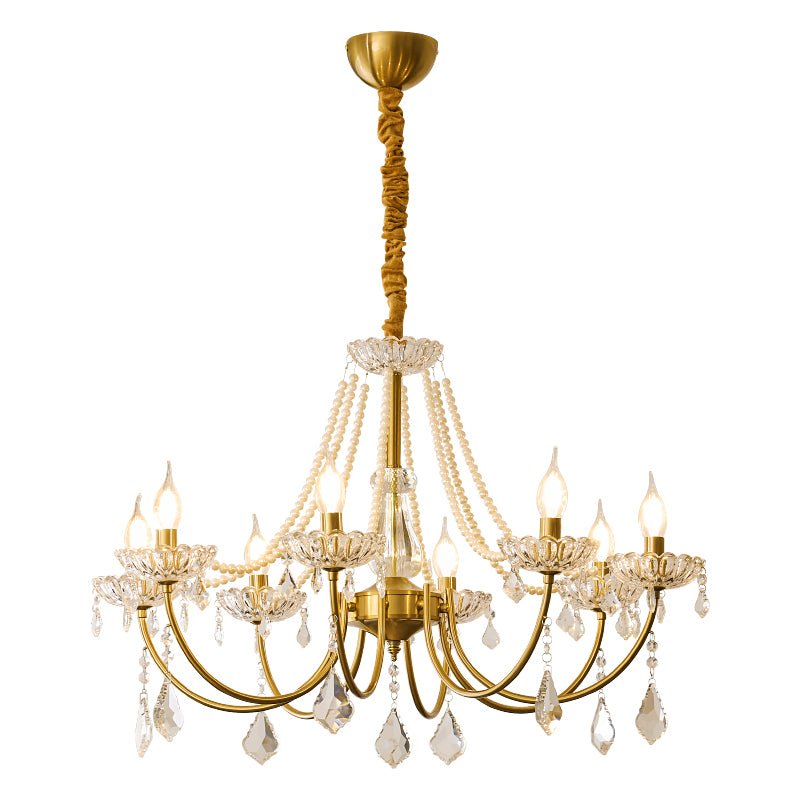 Elegant Pearl Chandelier - Dimmable Lighting & Crystal Accents