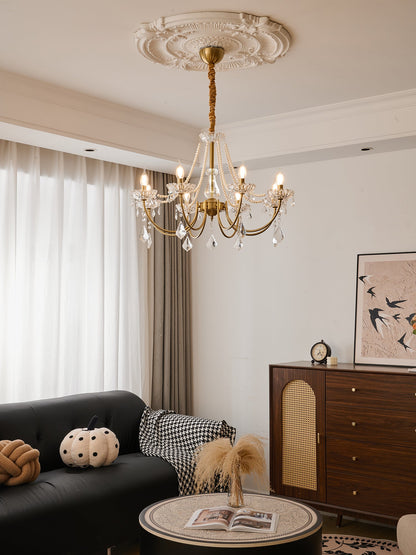 Elegant Pearl Chandelier - Dimmable Lighting & Crystal Accents