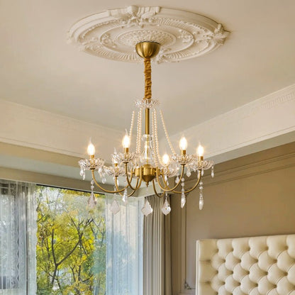 Elegant Pearl Chandelier - Dimmable Lighting & Crystal Accents