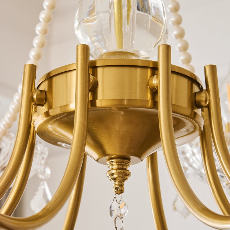 Elegant Pearl Chandelier - Dimmable Lighting & Crystal Accents
