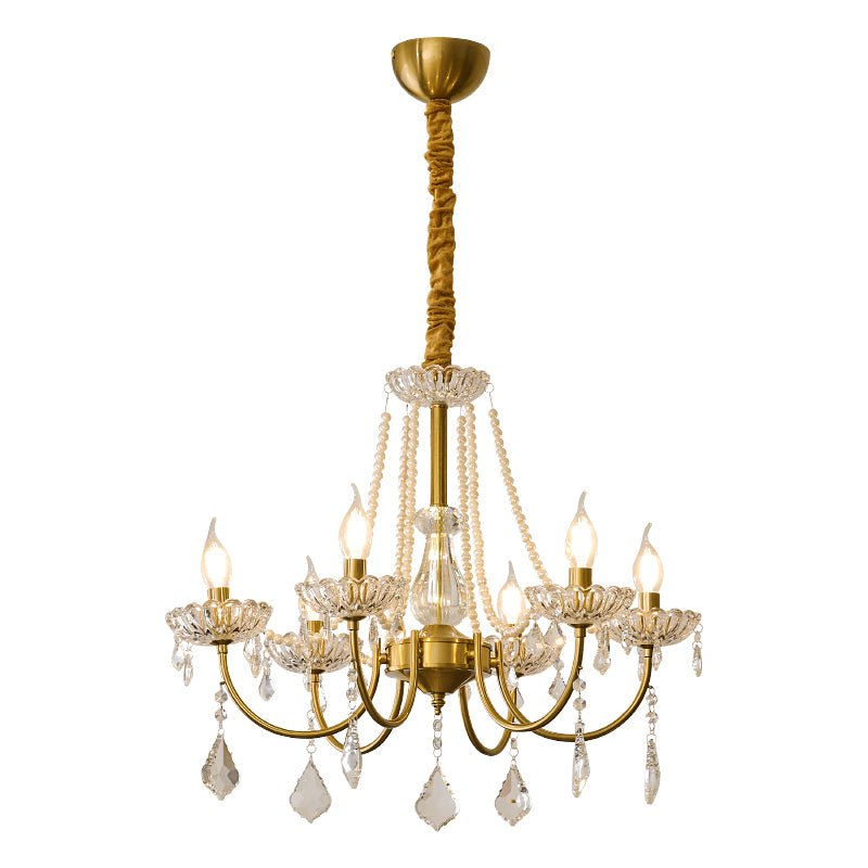 Elegant Pearl Chandelier - Dimmable Lighting & Crystal Accents