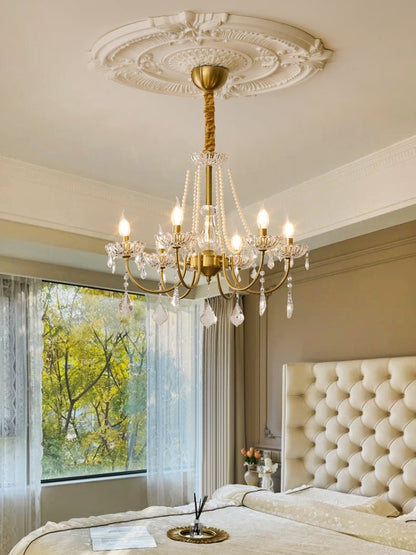Elegant Pearl Chandelier - Dimmable Lighting & Crystal Accents