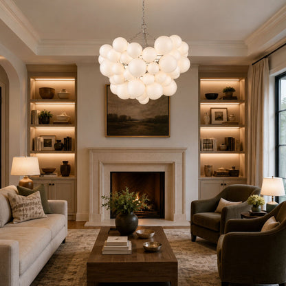 Elegant Glass Ball Bubble Chandelier - Adjustable Height & Modern Desi