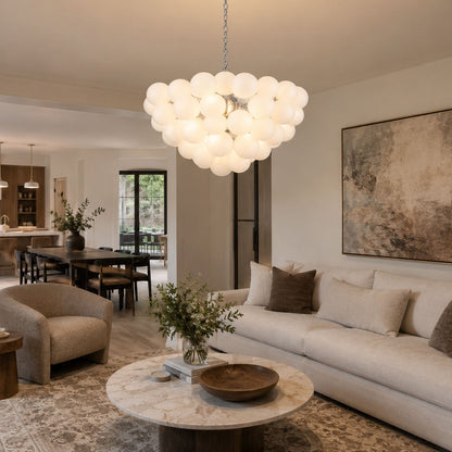 Elegant Glass Ball Bubble Chandelier - Adjustable Height & Modern Desi