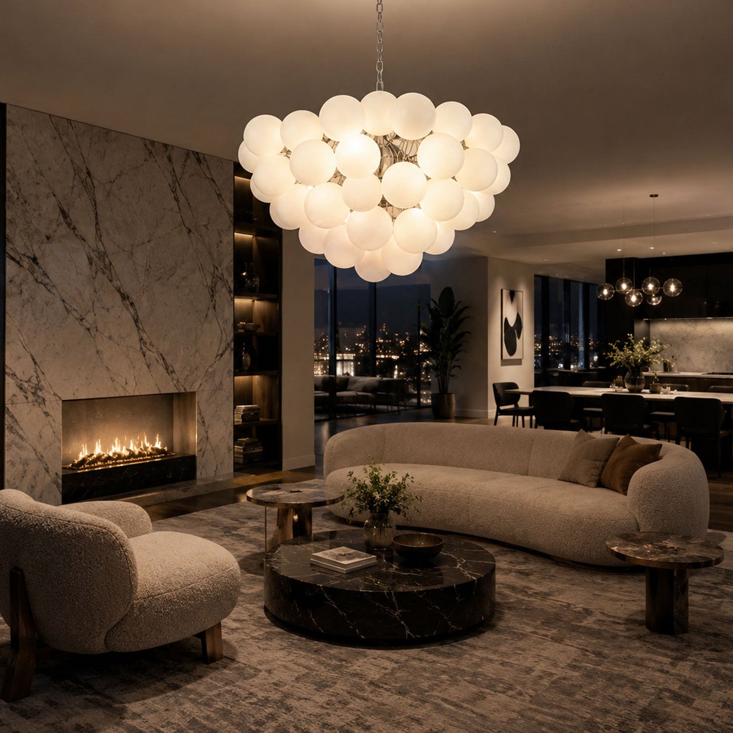 Elegant Glass Ball Bubble Chandelier - Adjustable Height & Modern Desi