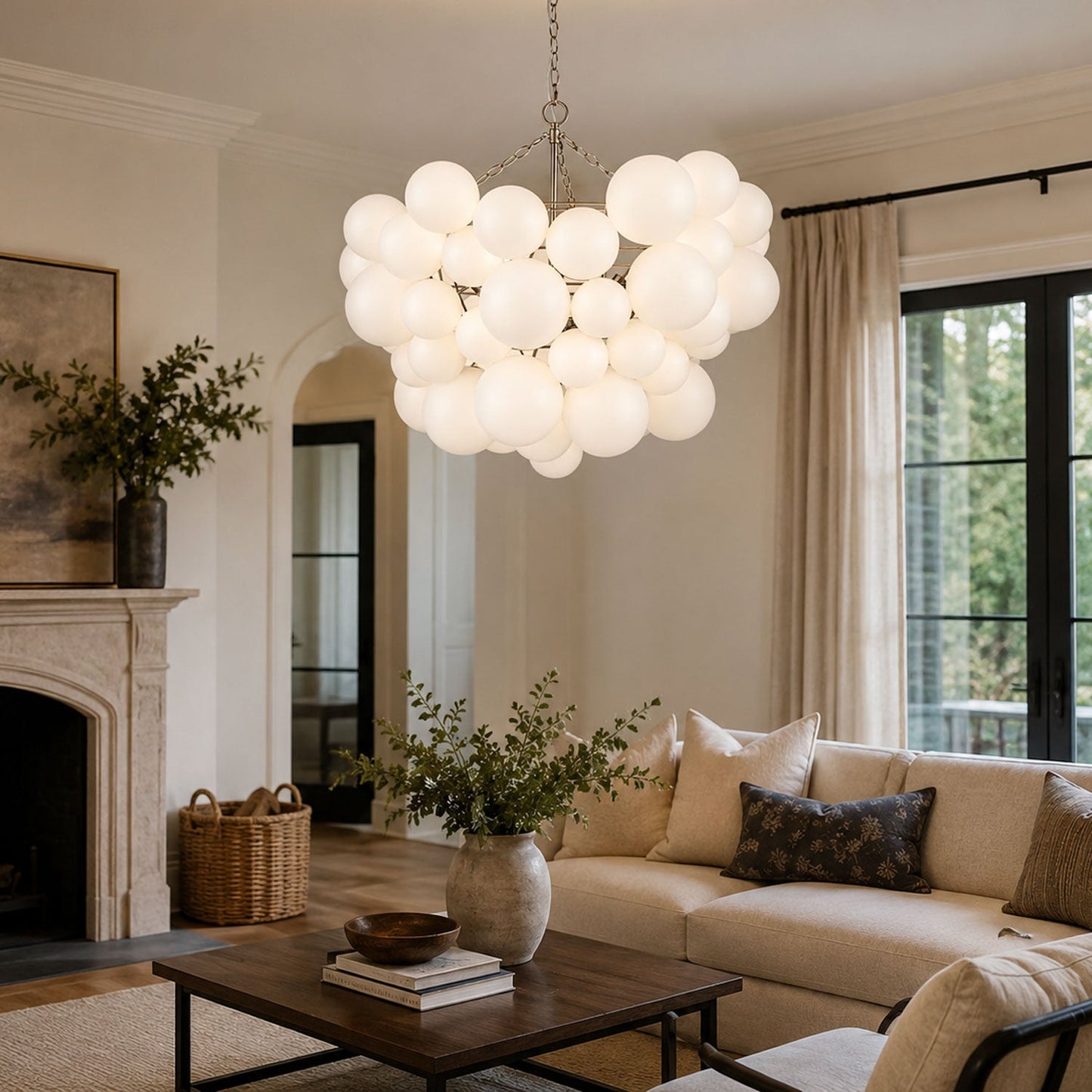 Elegant Glass Ball Bubble Chandelier - Adjustable Height & Modern Desi