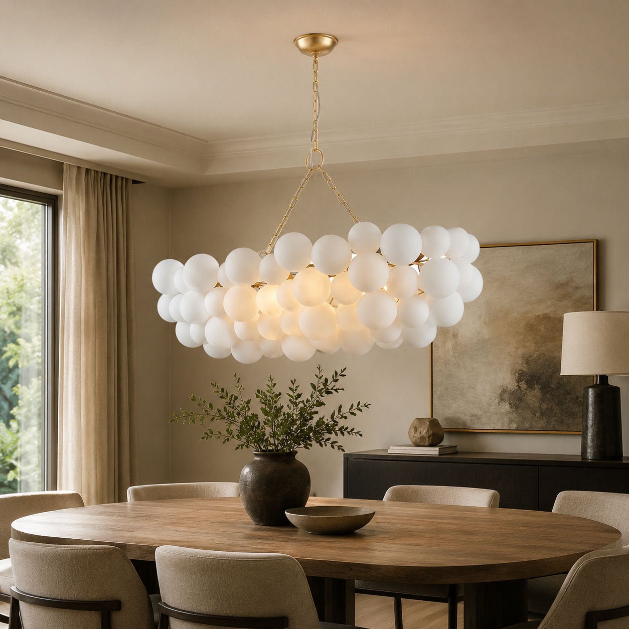 Elegant Glass Ball Bubble Chandelier - Adjustable Height & Modern Desi