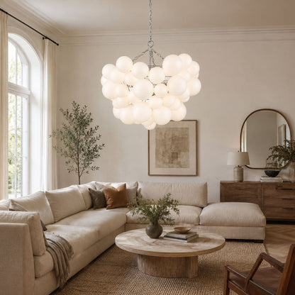 Elegant Glass Ball Bubble Chandelier - Adjustable Height & Modern Desi