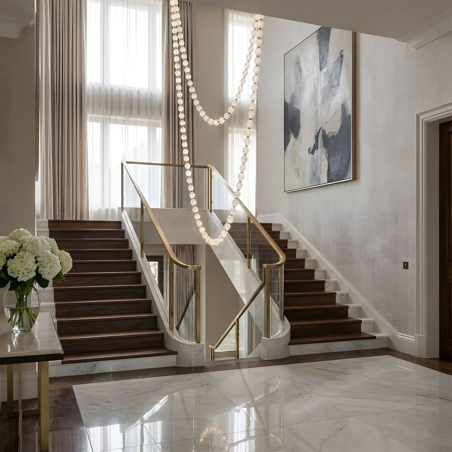 Riviere Chain Chandelier - Elegant Design, Adjustable Height, LED Comp