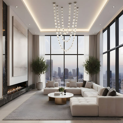 Riviere Chain Chandelier - Elegant Design, Adjustable Height, LED Comp