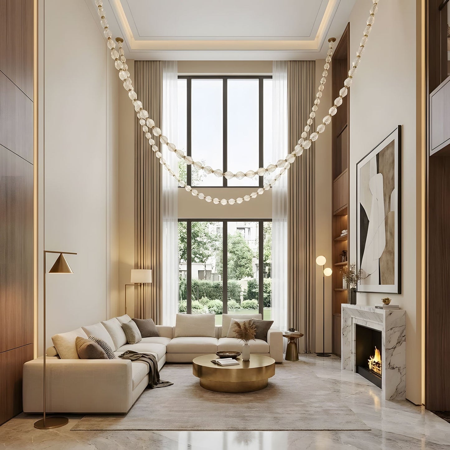 Riviere Chain Chandelier - Elegant Design, Adjustable Height, LED Comp