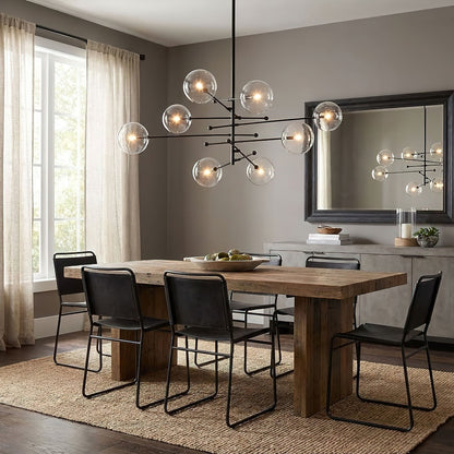 Elegant Glass Globe Mobile Chandelier with Adjustable Height & LED Com