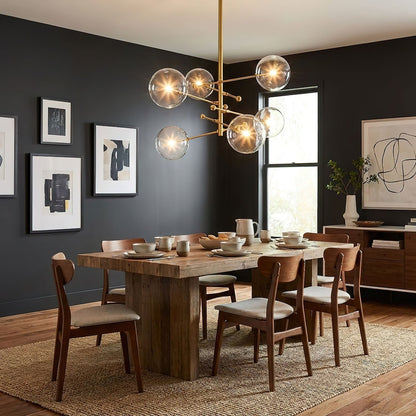 Elegant Glass Globe Mobile Chandelier with Adjustable Height & LED Com