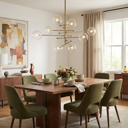 Elegant Glass Globe Mobile Chandelier with Adjustable Height & LED Com