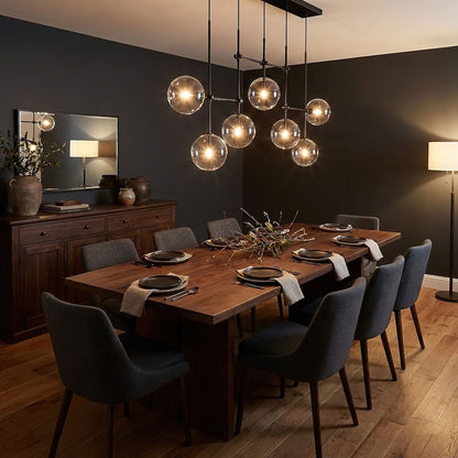 Elegant Glass Globe Mobile Chandelier with Adjustable Height & LED Com