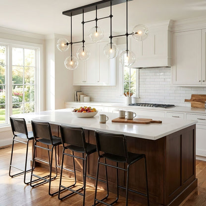 Elegant Glass Globe Mobile Chandelier with Adjustable Height & LED Com