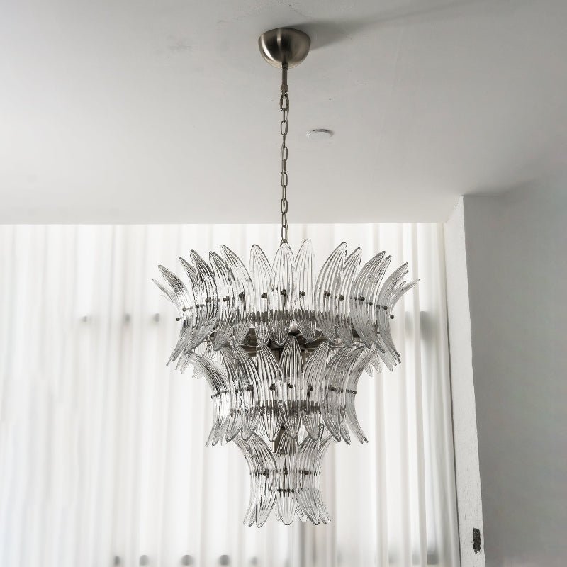 Elegant Glass Palmette Chandelier with Dimmable LED Lights