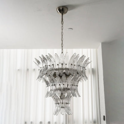 Elegant Glass Palmette Chandelier with Dimmable LED Lights