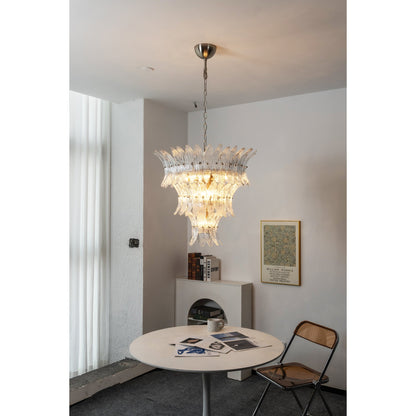 Elegant Glass Palmette Chandelier with Dimmable LED Lights