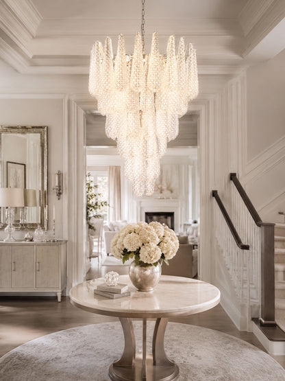 Elegant Glass Pinecone Chandelier with Adjustable Height & Crystal Acc