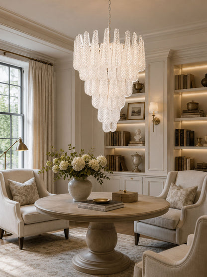 Elegant Glass Pinecone Chandelier with Adjustable Height & Crystal Acc