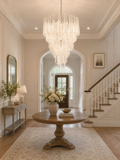 Elegant Glass Pinecone Chandelier with Adjustable Height & Crystal Acc