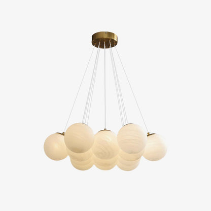 Elegant Glass Cluster Chandelier with Adjustable Height & Modern Desig