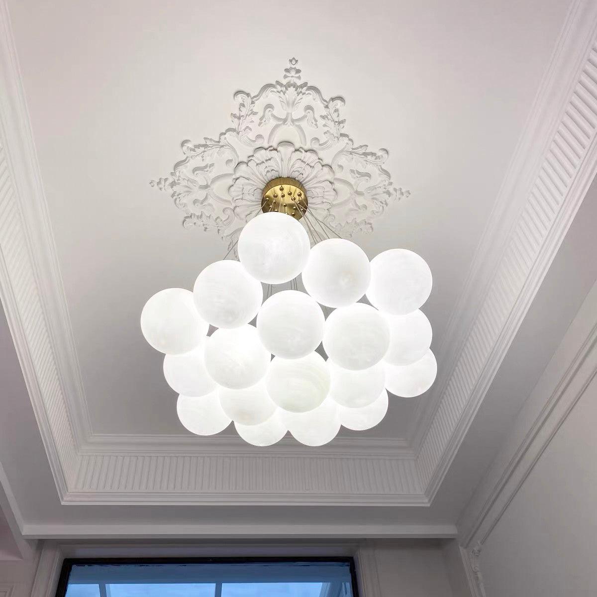 Elegant Glass Cluster Chandelier with Adjustable Height & Modern Desig