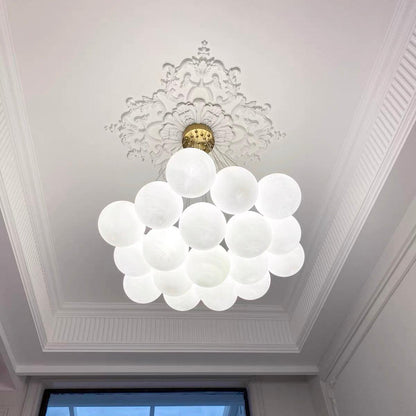 Elegant Glass Cluster Chandelier with Adjustable Height & Modern Desig