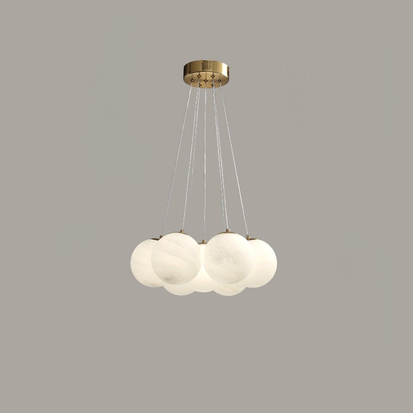 Elegant Glass Cluster Chandelier with Adjustable Height & Modern Desig