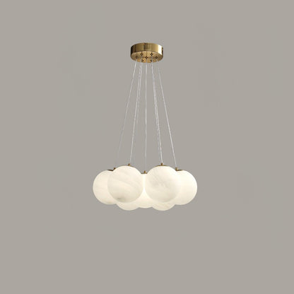 Elegant Glass Cluster Chandelier with Adjustable Height & Modern Desig