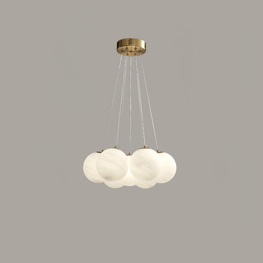 Elegant Glass Cluster Chandelier with Adjustable Height & Modern Desig